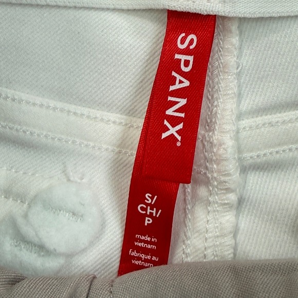Spanx Women Stretch Twill Cropped Wide Leg Pants Size Small Petite White New - Picture 7 of 9